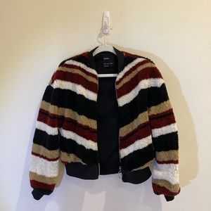 BERSHKA Fluffy Bomber Jacket.